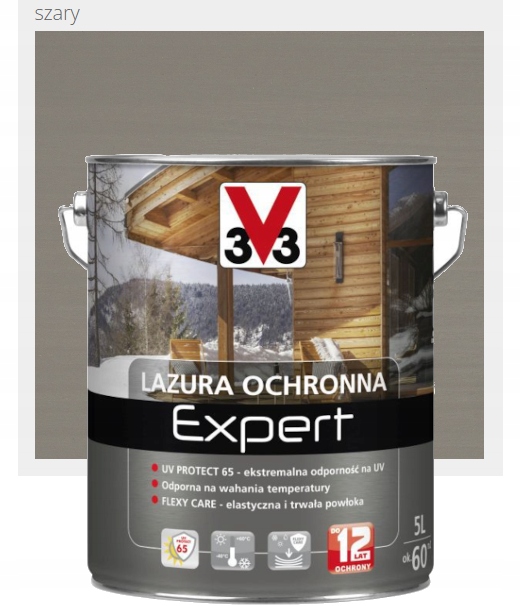 Ochranná lazúra Expert V33 Do 12 Rokov Ochrany šedá 5L