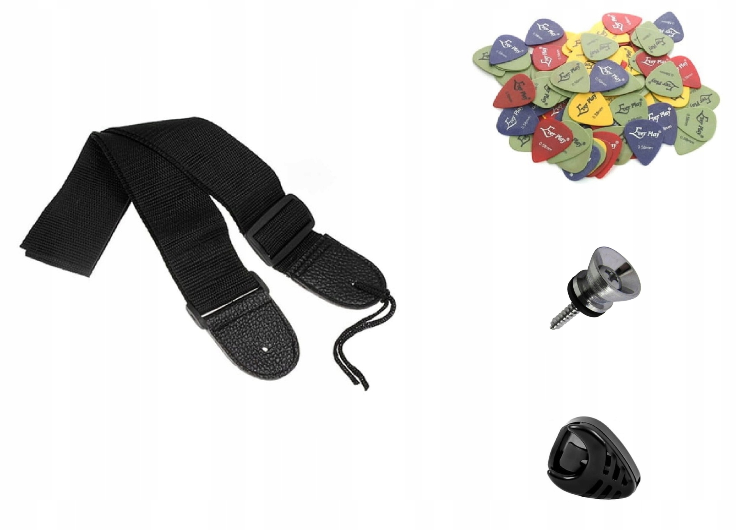 PASEK DO GITARY + KOSTKI + UCHWYT + ZACZEP