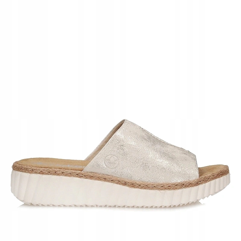 Nazouváky Rieker 69288-60 béžové, zlaté na platformě