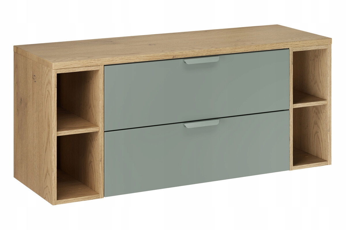 Szafka pod umywalkę Aster Green 120cm z blatem i regałem zamkniętym