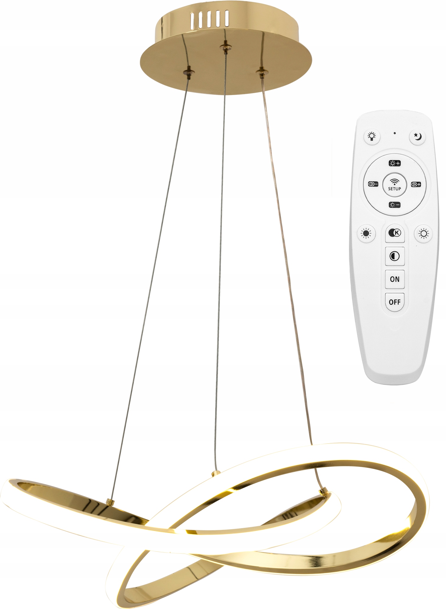 

Lampa Sufitowa Wisząca Złota Nowoczesna Led+pilot