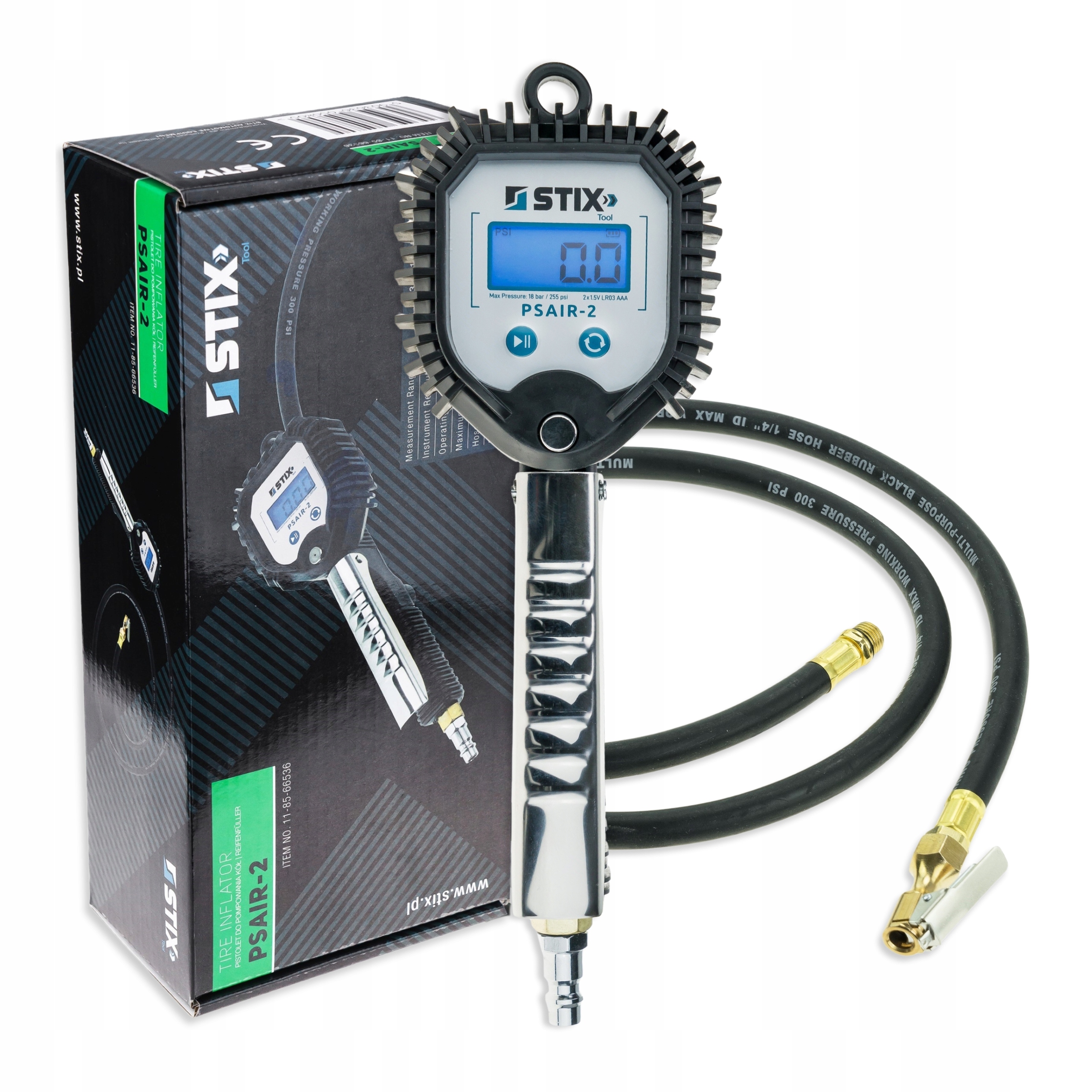 Elektronická Pistole Na Huštění Kol Pneumatik PSAIR-2 18BAR, Hadice 1,5M Stix