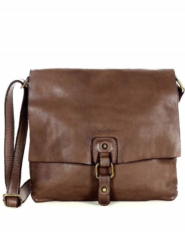 Torebka skórzana listonoszka damska na co dzień brąz Marco Mazzini