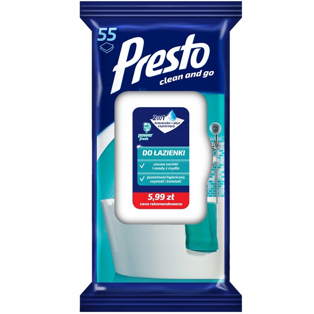 Levně 13 x Presto Utěrky do koupelny Pop Up 55 kusů