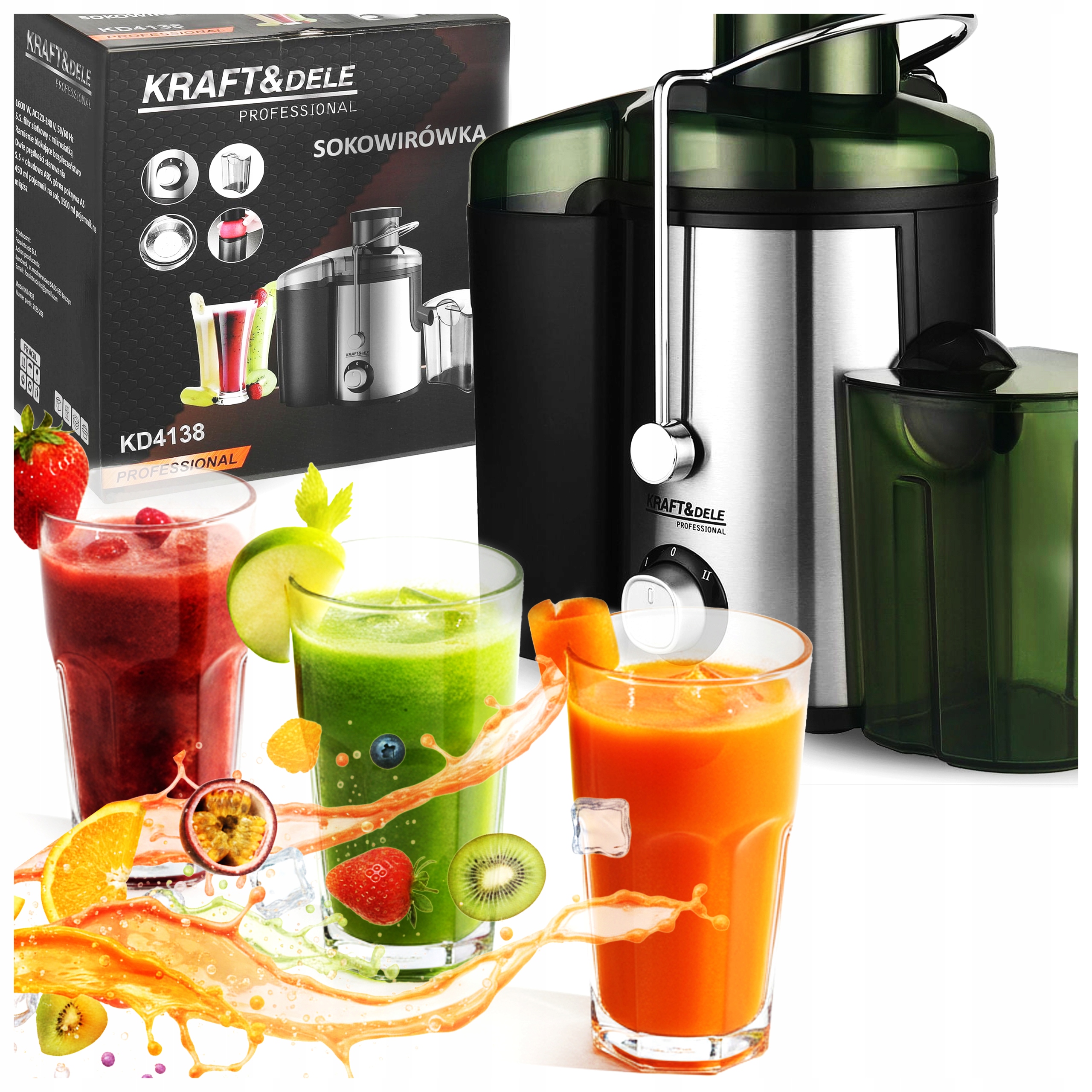 Odšťavňovač Na Odšťavňování, Nerezová Zelenina, Ovoce 1600 W, Odšťavňovač