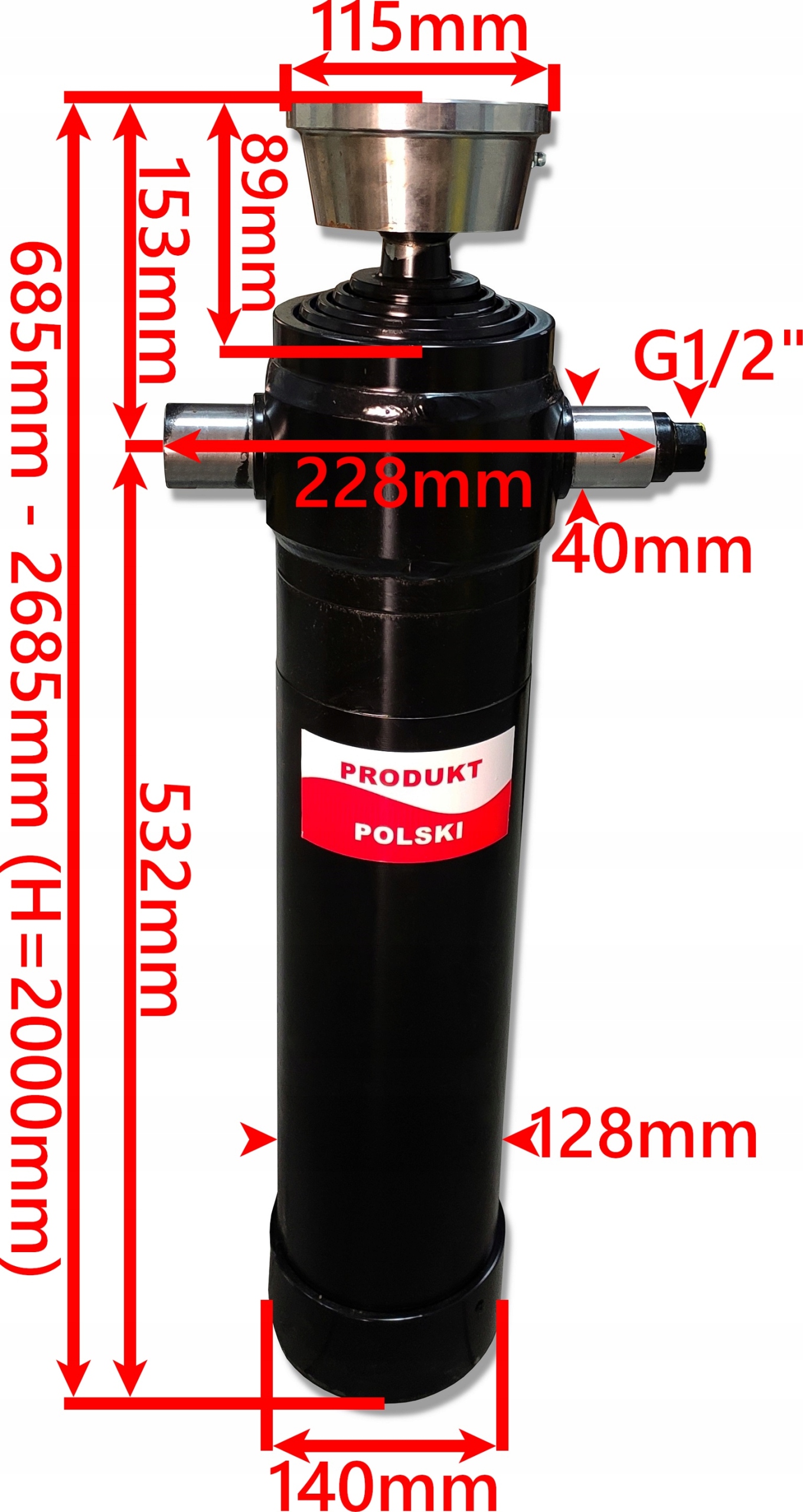 SILOWNIK TELESKOPOWY WYWROTU ST 4 2000 L 685 10T Part number ST4 2000 00