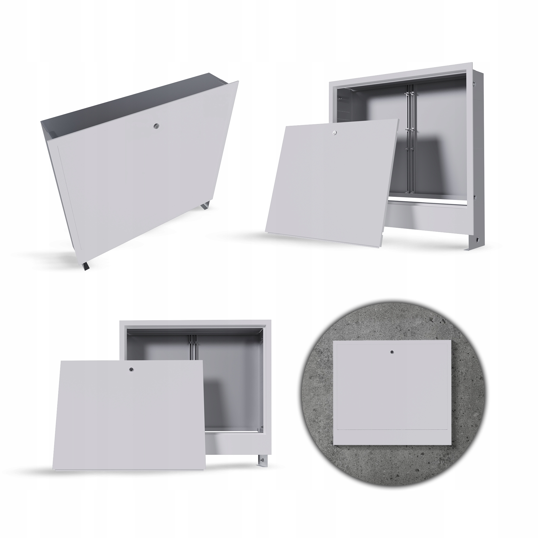 Podomítková skříň 5-6 s obvodem pro rozdělovač podlahového vytápění, bílá