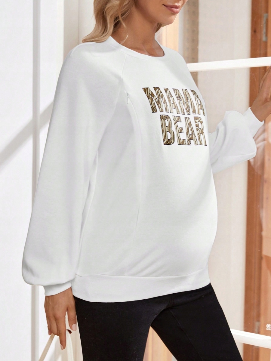 SHEIN MATERNITY BLUZA BIAŁA Z NAPISEM M 673 Kolor biały