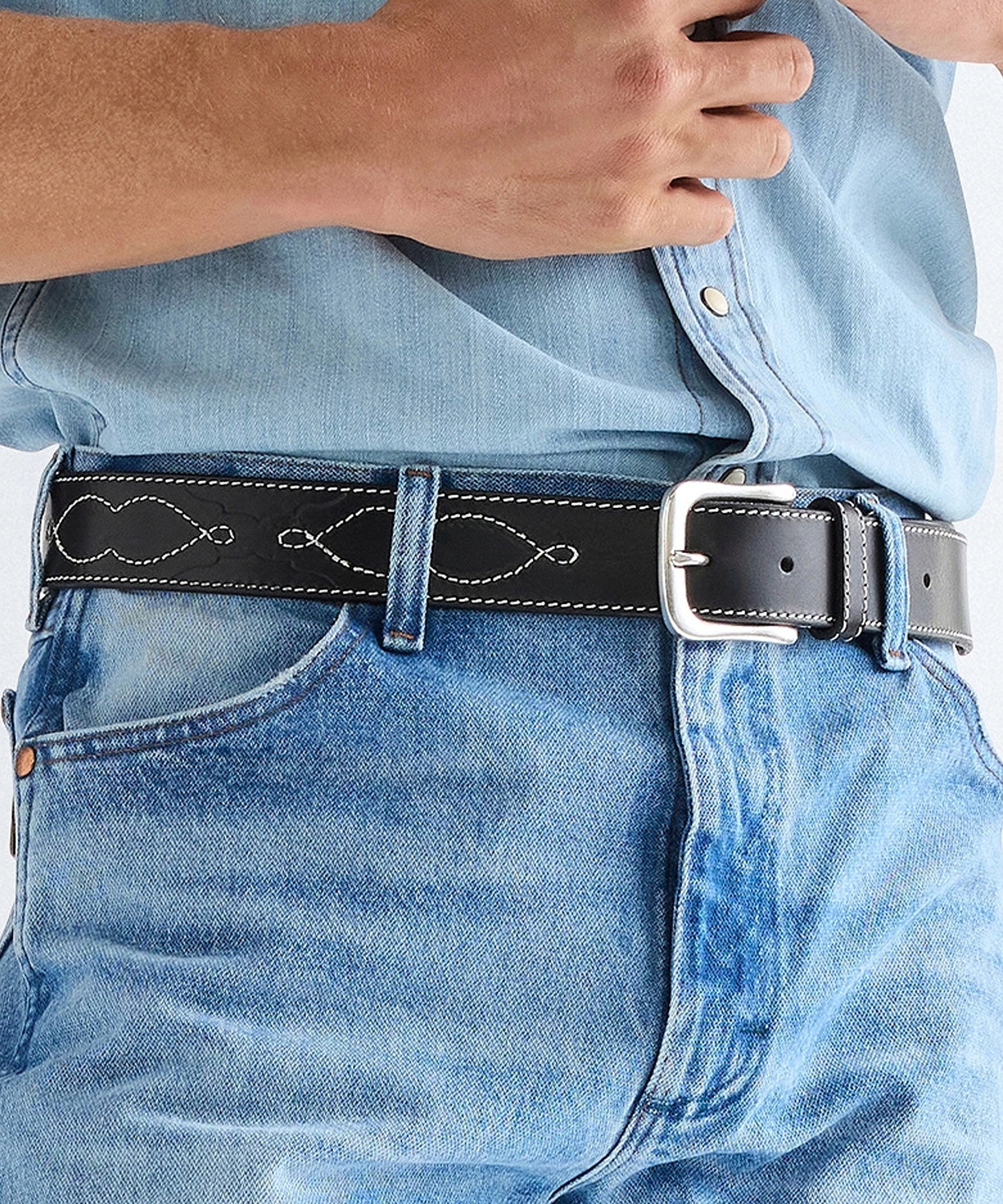 Pásek Wrangler Western Stitch Belt 112378836 Black 105