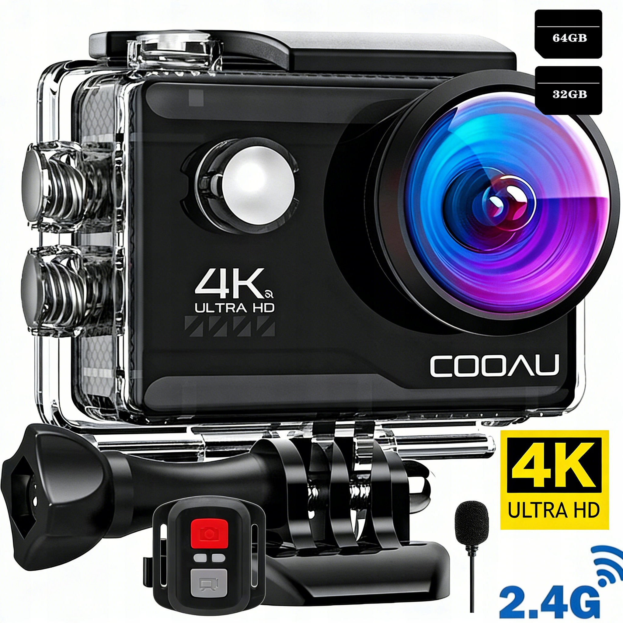 Sportovní kamera 4K 60FPS 20MP pro potápění, cestování, motocykl