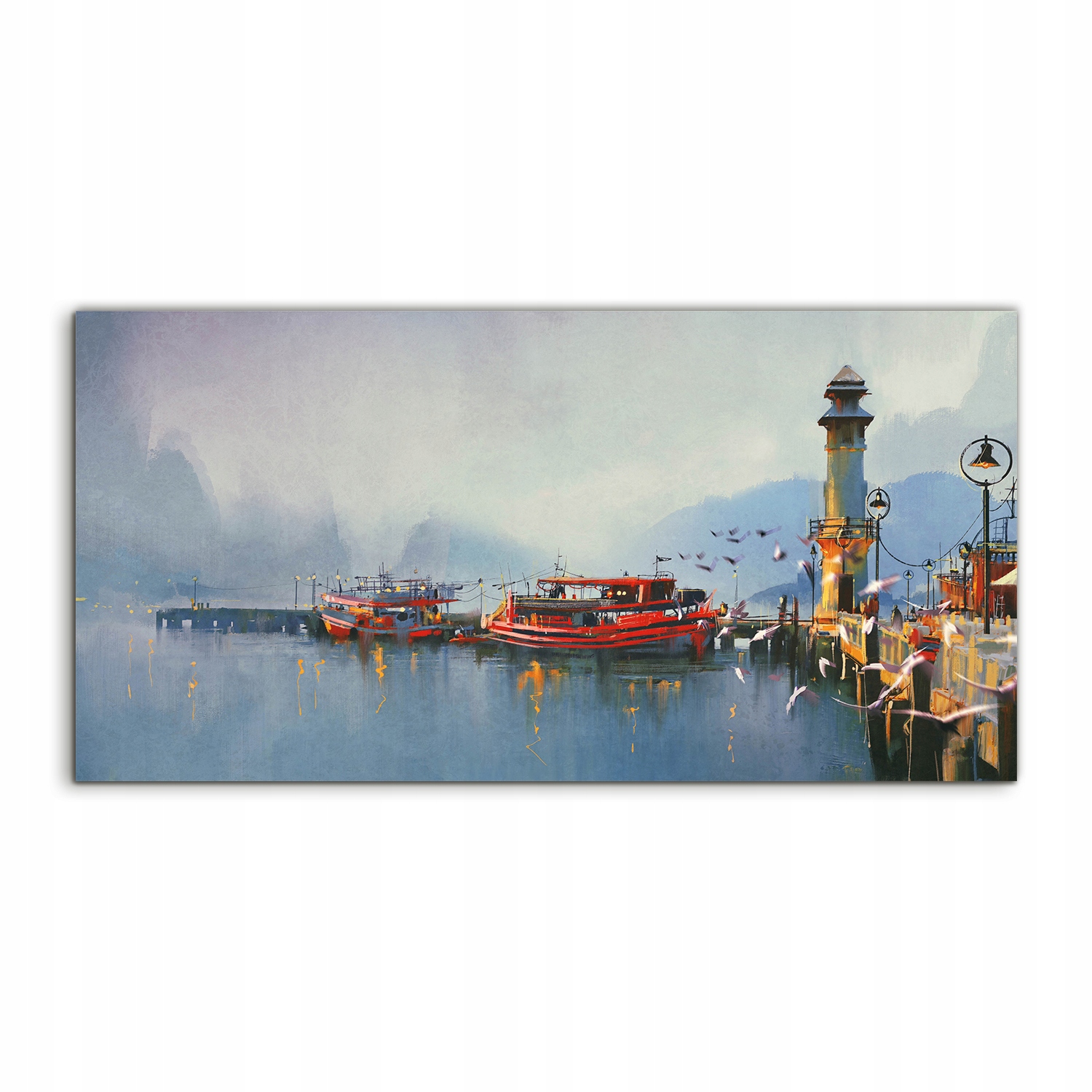 Fotoobraz akryl 120x60 závěsný Loďka Přístav Akvarely