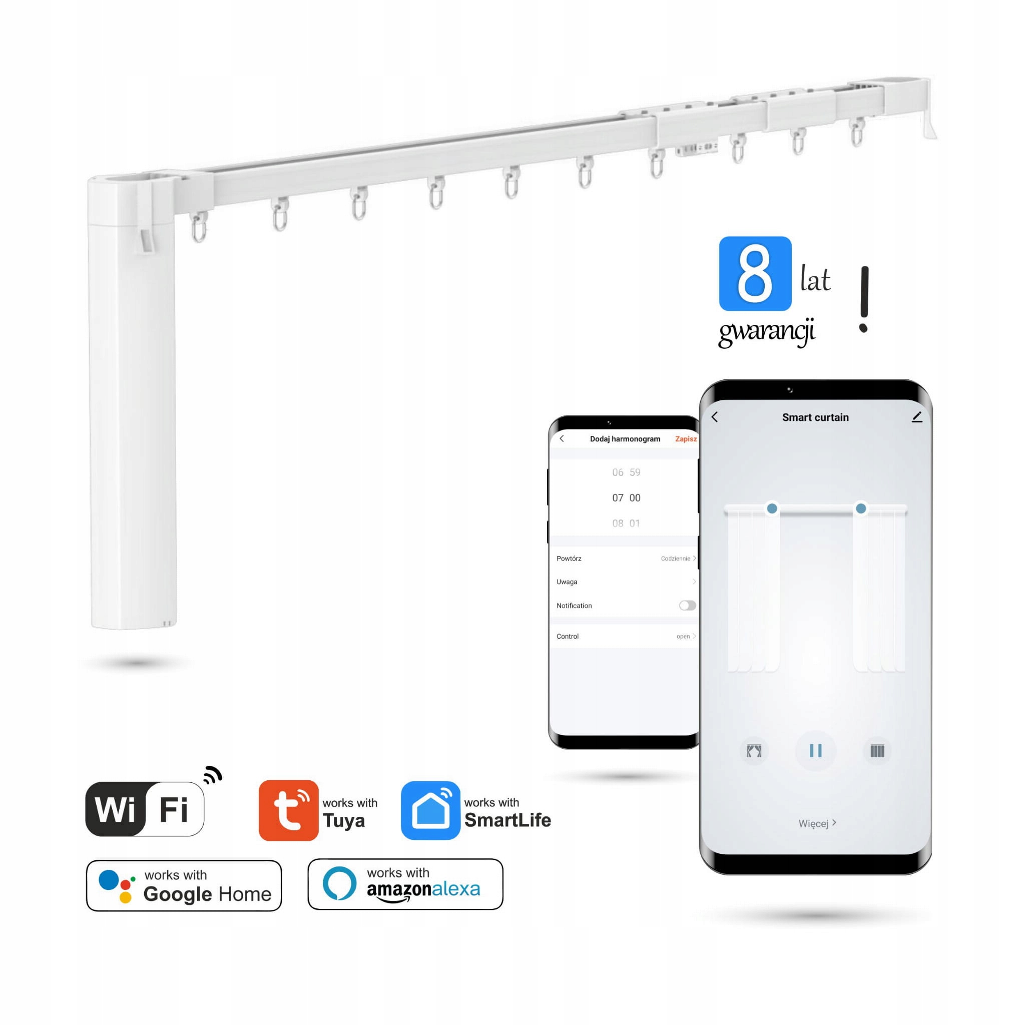 Elektrický záves WiFi Biely 3,2 m sada