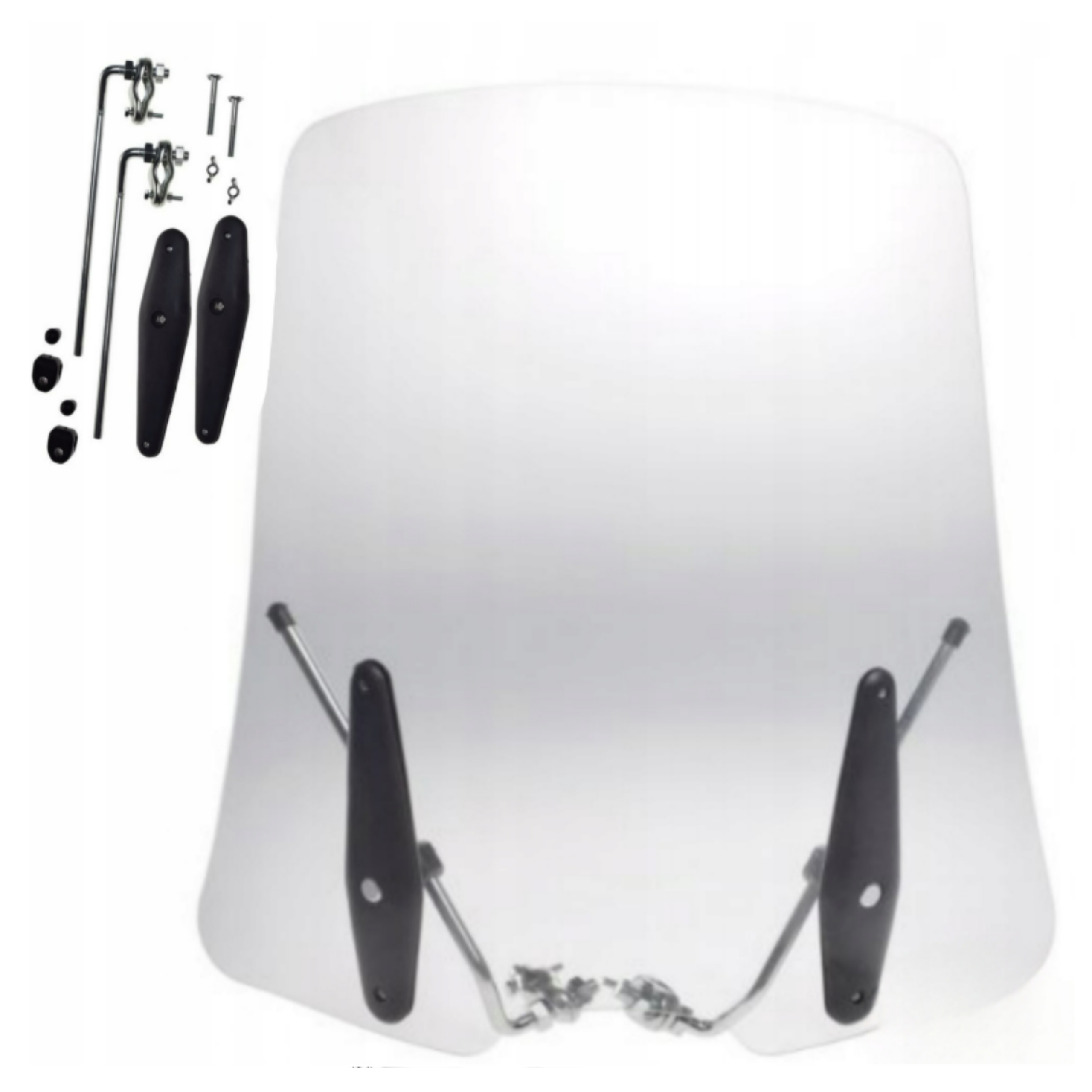 Uniwersalna Owiewka Szyba 57x55 cm Mocowania Motocykl Skuter Przeźroczysta