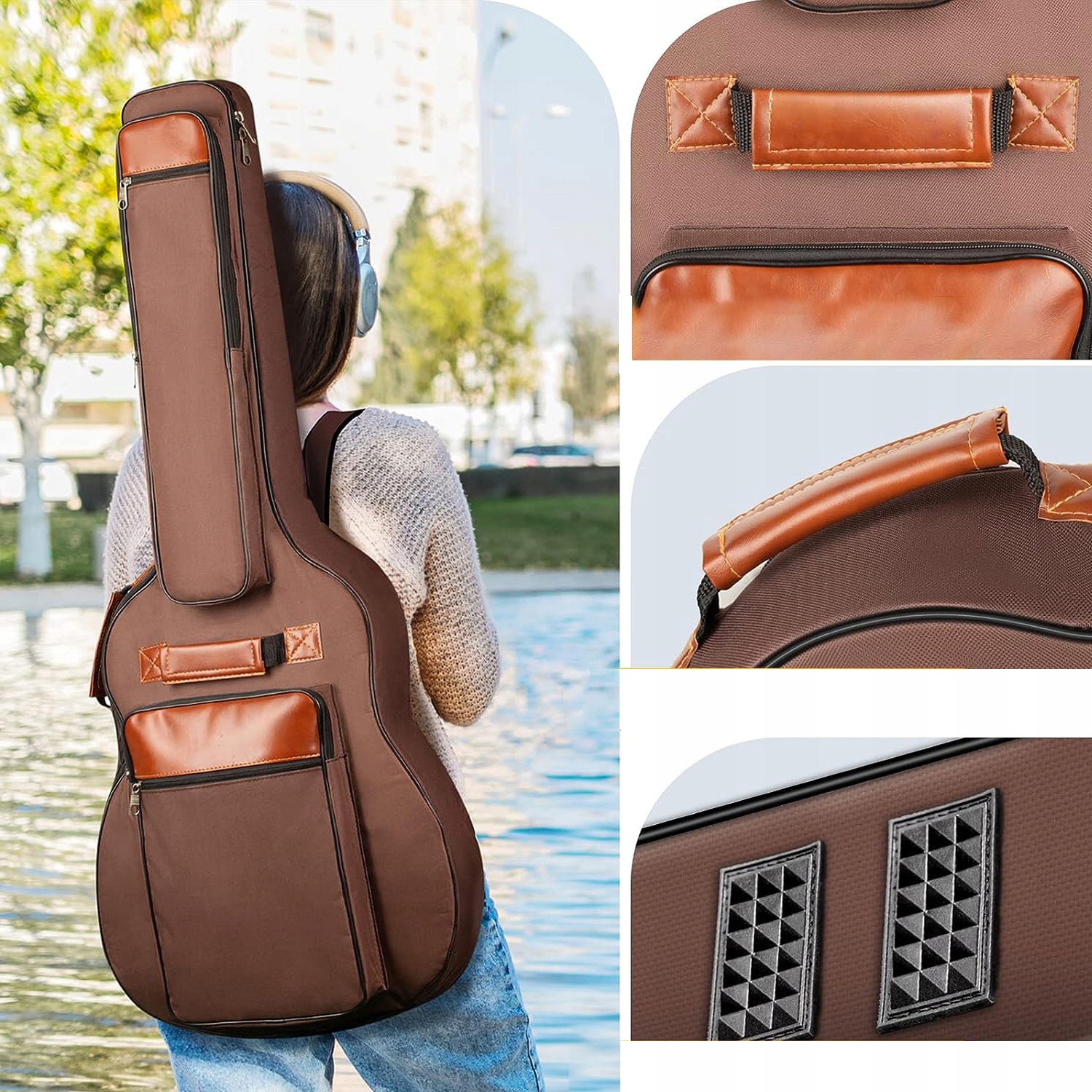 POKROWIEC TORBA NA GITARY 42'' PLECAK BRĄZOWA PRZENOŚNY TORBA FUTERAŁ DUŻA Kod producenta 6HG0974BRMM