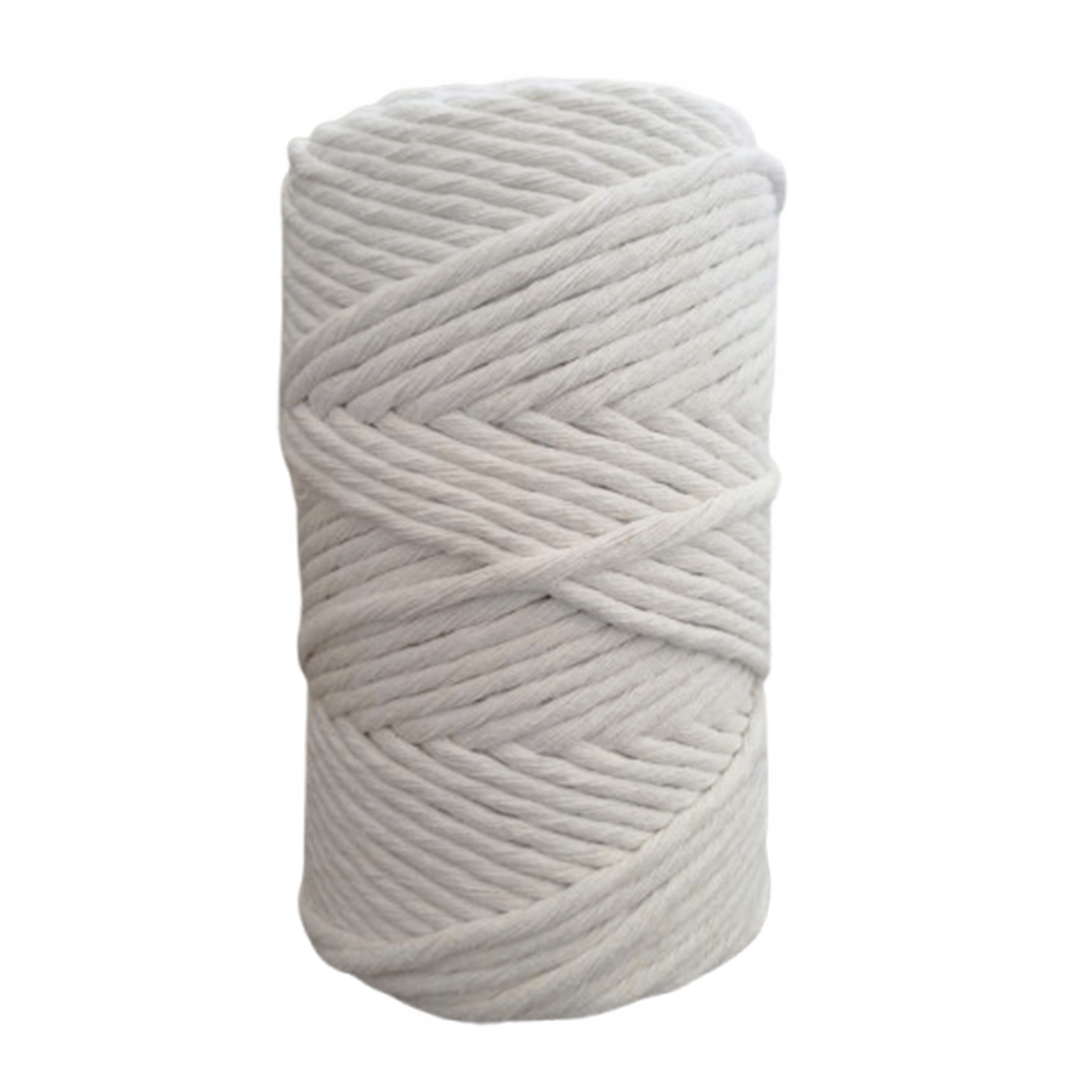 Pletená bavlněná šňůra 5 mm 100 m pro košíky s makramé háčkováním Ecru
