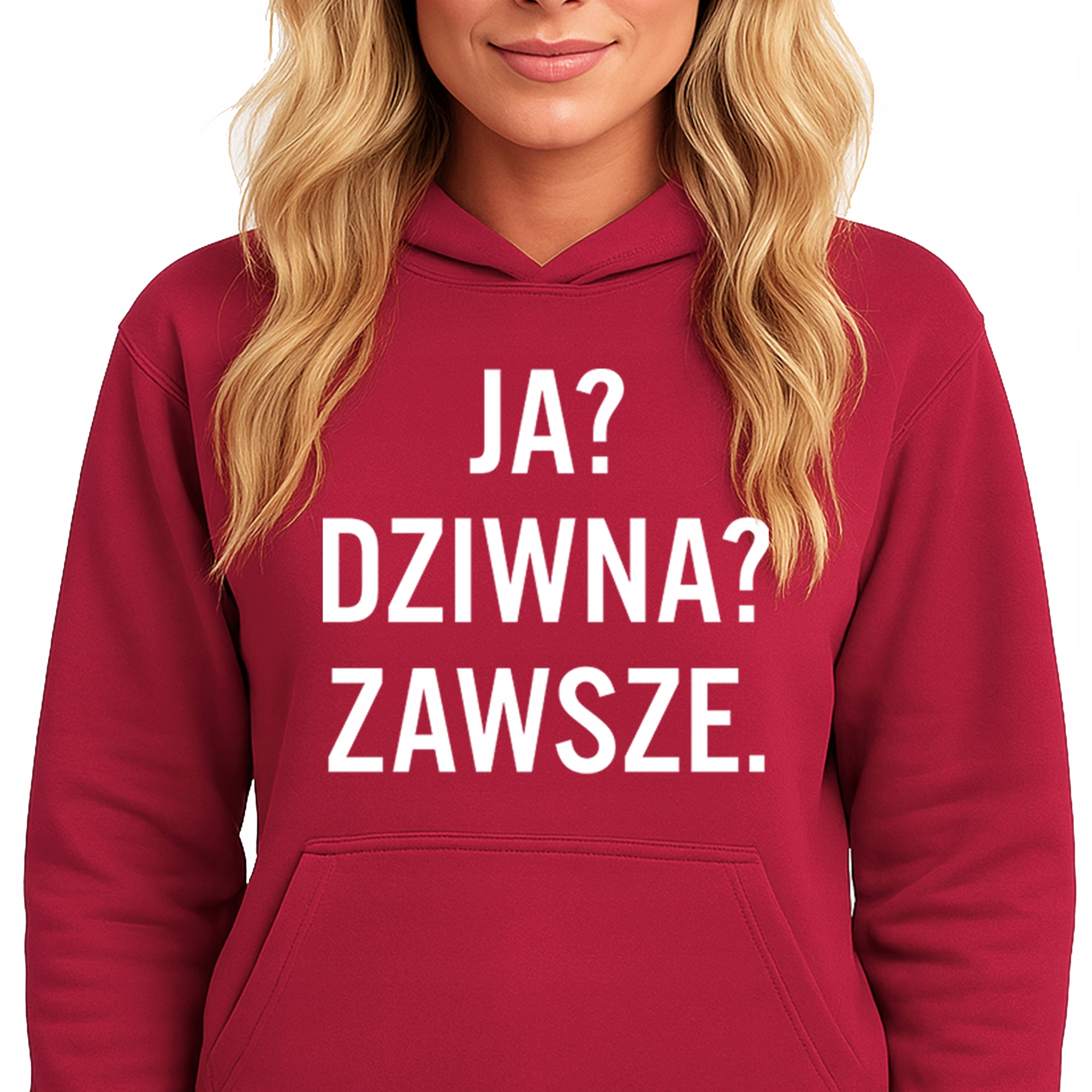 Mikina S Kapucí Červená Hoodie Já? Divná? Vždycky S