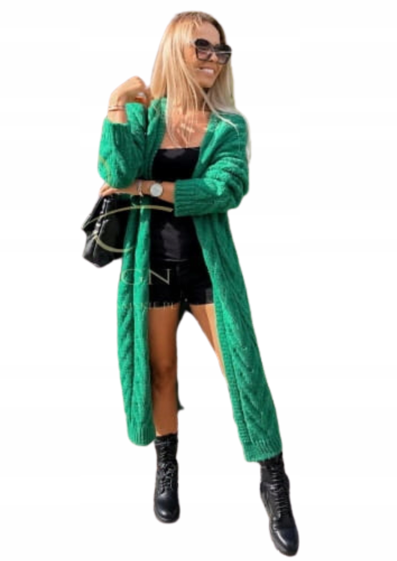 Dámský dlouhý kardigan J&k zelený