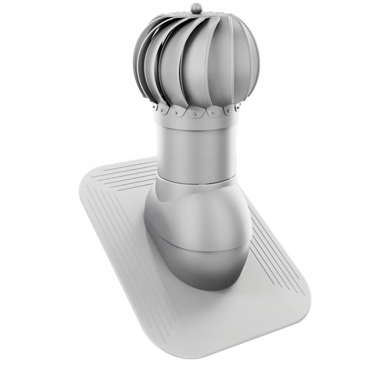 Větrací komín Otočný kulatý fi150 pod asfaltový šindel/pape Světle Šedý 7036