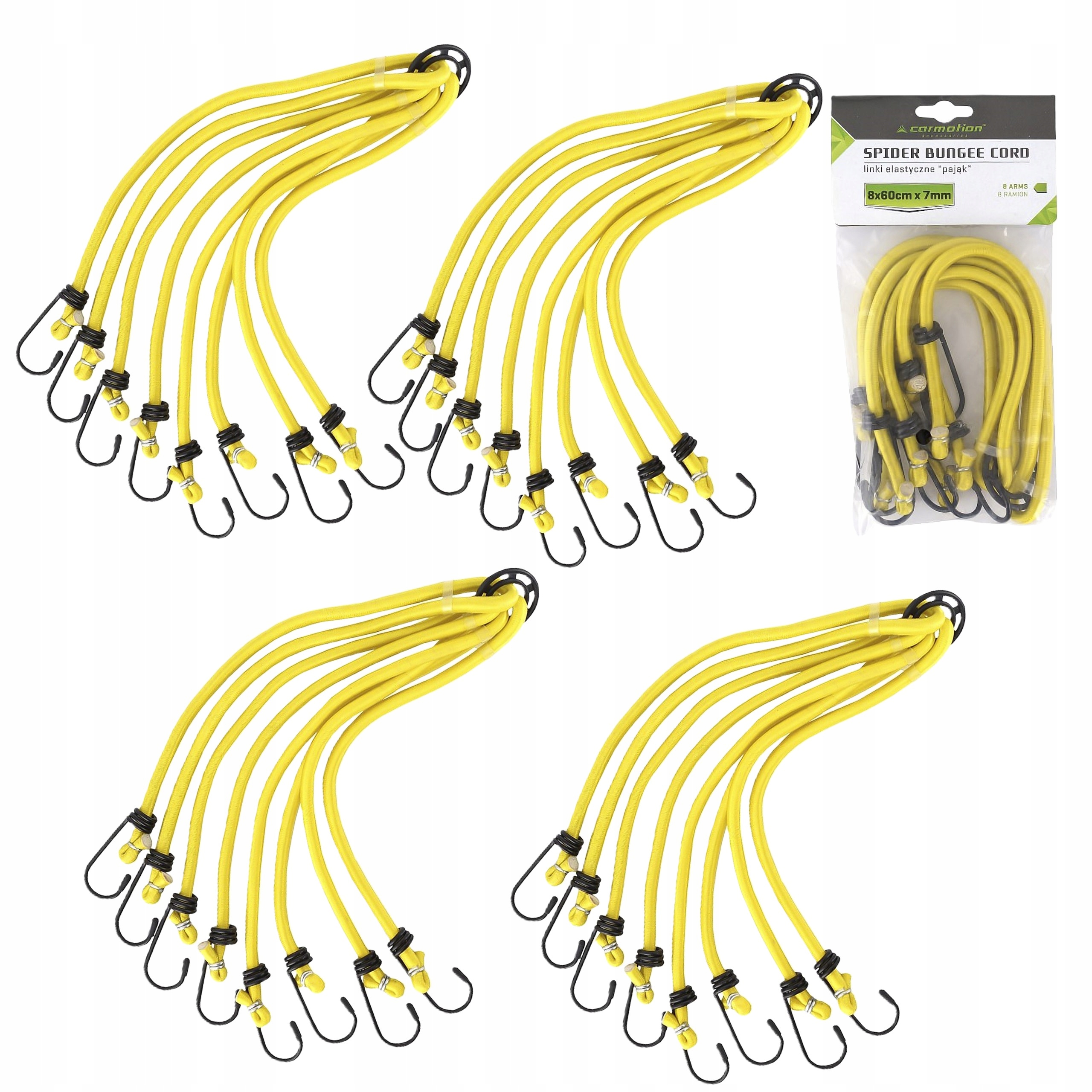 4x Linka Linki Elastyczne Pająk 8 Ramienny Do Mocowania Bagażu 60cm
