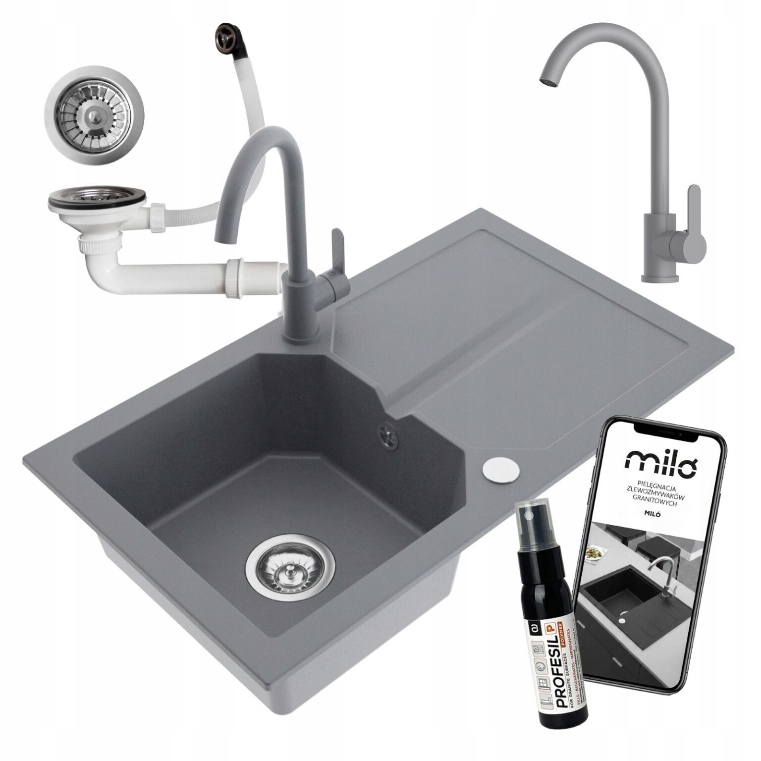 Granitový Jednokomorový Drez Miló Kenzo Set Sifón Batéria