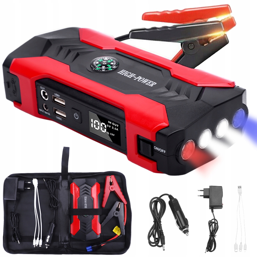 Výkonná Powerbanka Pro Startování Auta Jump Starter Booster 28000 mAh Led