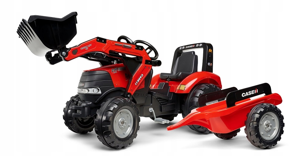 Traktor Case na Pedały z Łyżką i Przyczepką Czerwony od 3 Lat Falk
