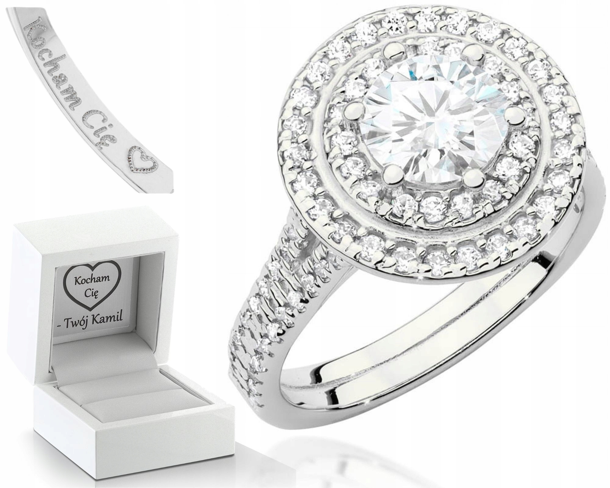 Bílý Zlatý Prstýnek S Brilianty Diamanty 585 Gravírování