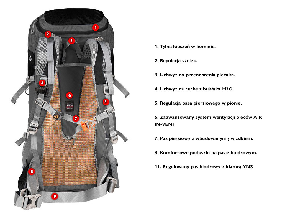 PLECAK BERGSON MAGNOR 40 LITRÓW TREKINGOWO TURYSTYCZNY Wysokość 66 cm