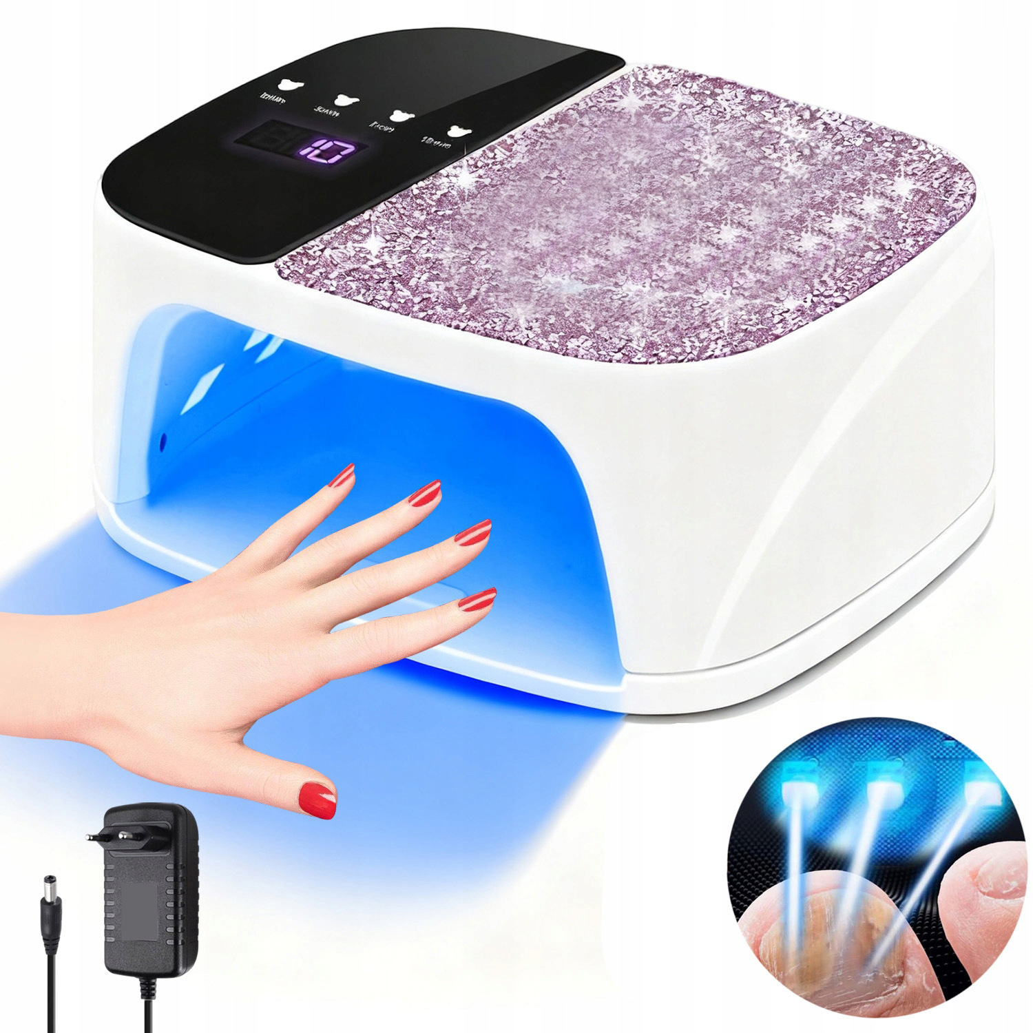 Přenosná Lampa Na Plíseň Nehtů S 36 Led Modrým Světlem 470 Nm