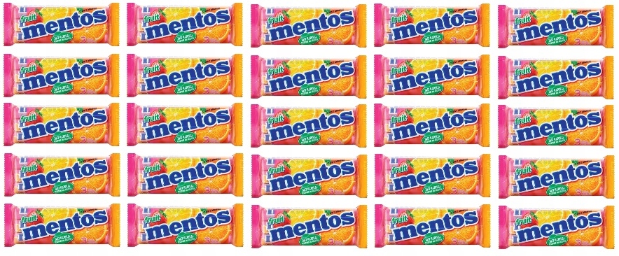 Levně 25x 114g Mentos Frutti ovocné bonbóny 3 ks v krabičce
