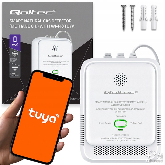 Certifikovaný Detektor Plynu Metan CH4 WiFi Tuya Alarm 85dB Led detektor 5 let