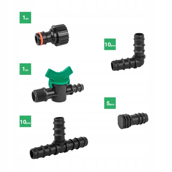 ZESTAW AKCESORIÓW DO LINII KROPLUJĄCEJ NAWADNIANIA 16MM - 27 SZT. BRADAS Kod producenta DSWA20-SET1