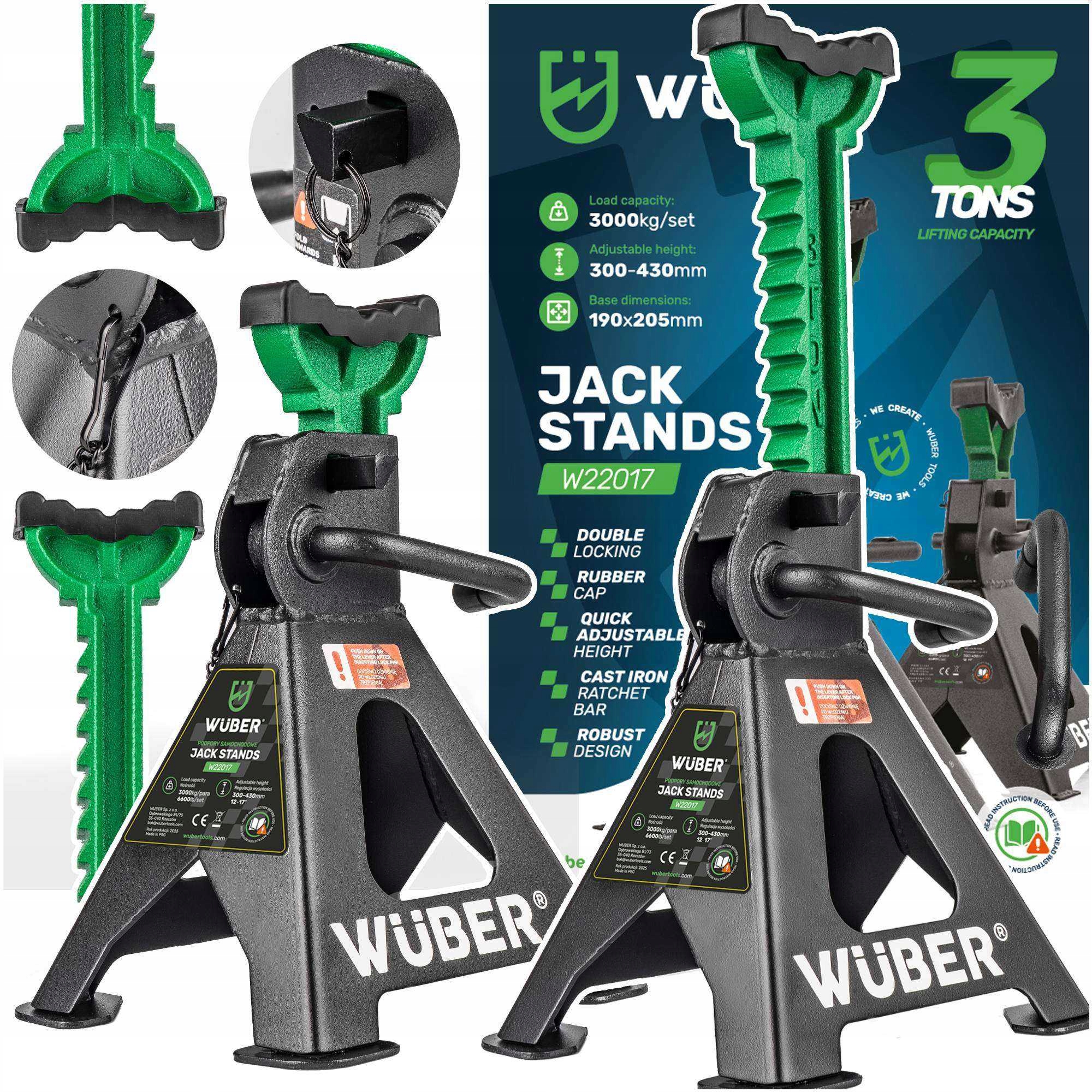 Kobyłki Samochodowe Stojaki Pod Auto Warsztatowe Mocne 2 Szt 3T 300-430 mm