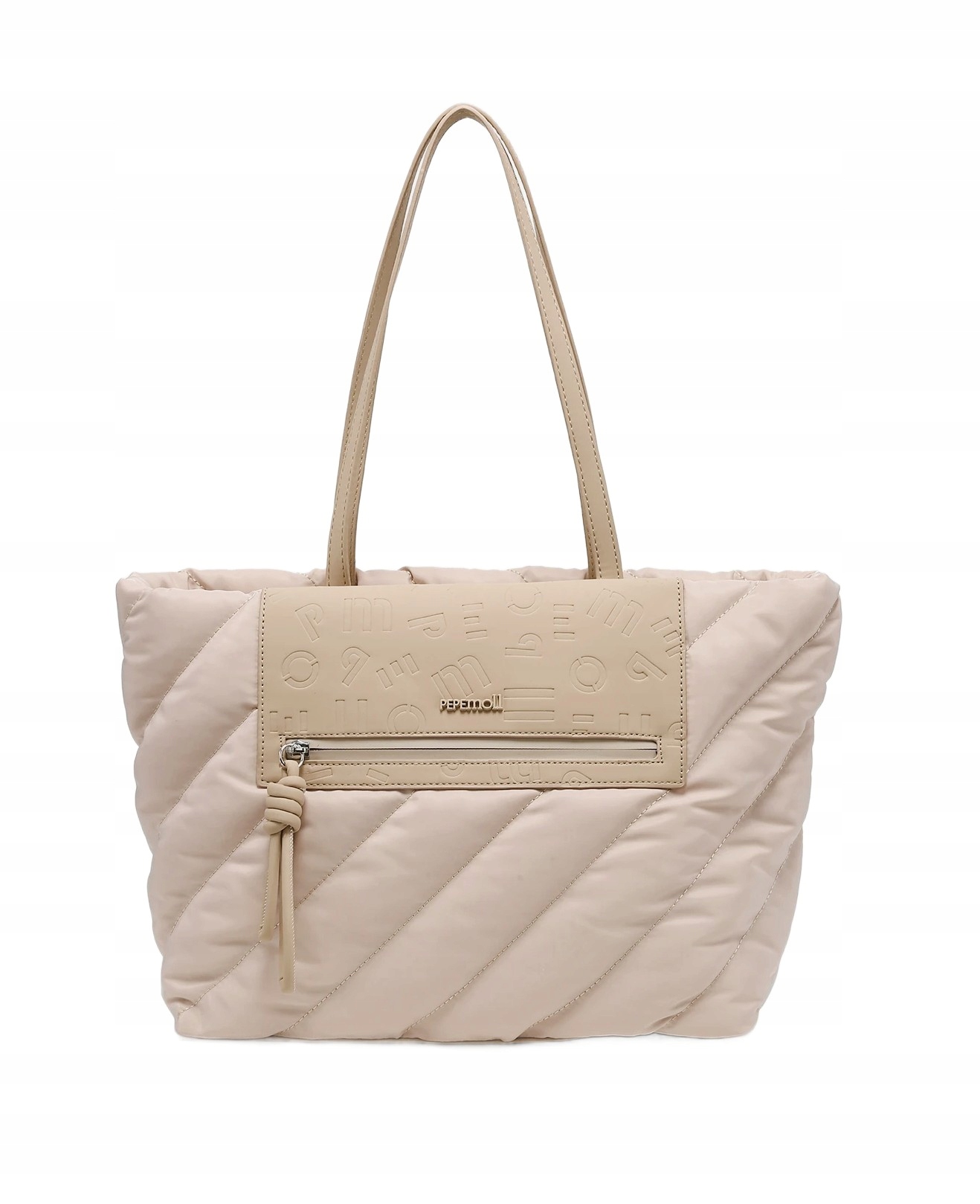 Béžová dámská kabelka typu shopperka s prošívaným vzorem Pepe Moll 261103
