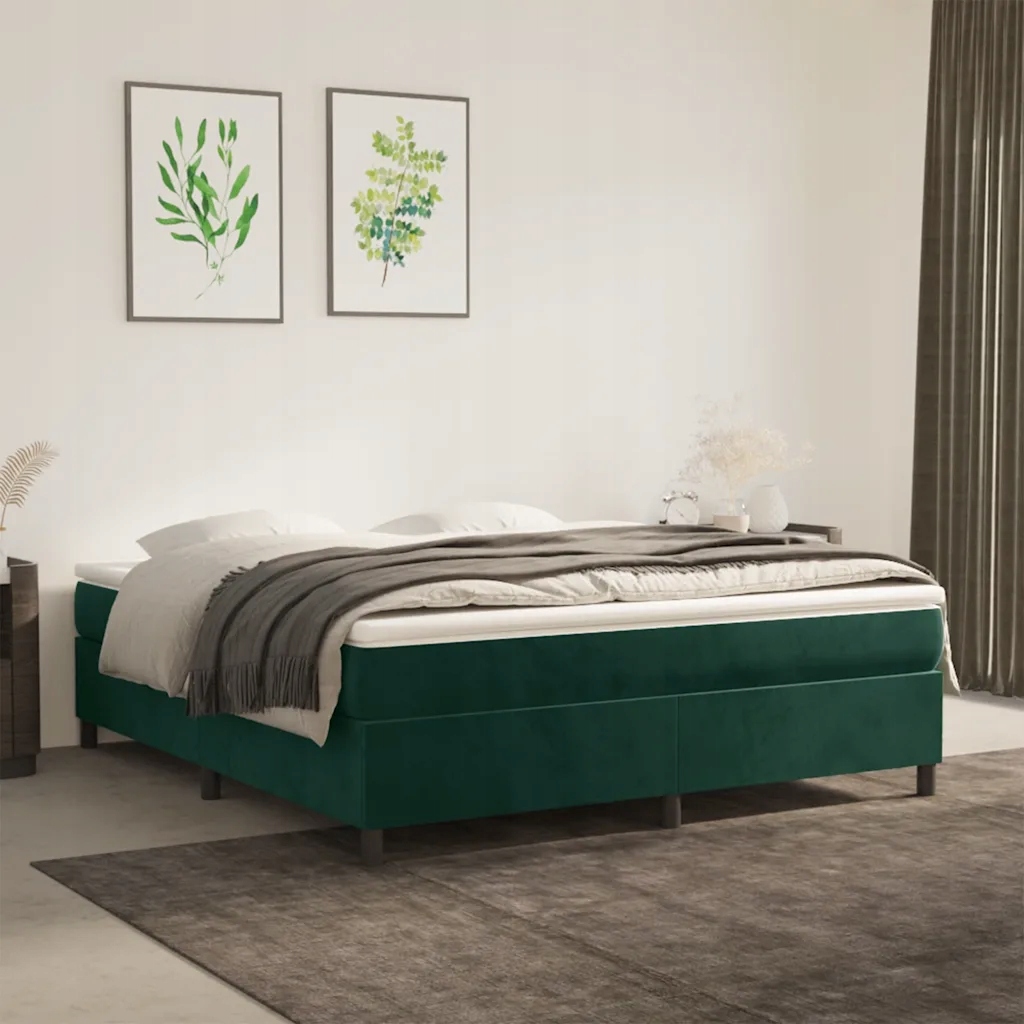 vidaXL Box spring postel s matrací tmavě zelená 160x200 cm samet
