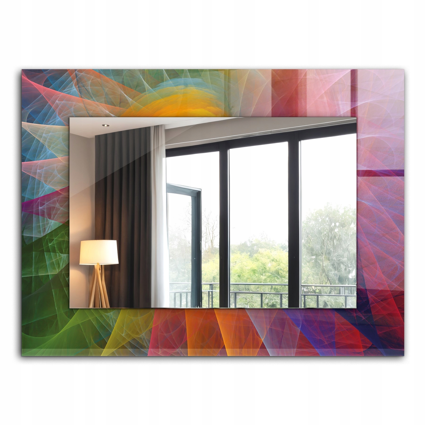 Závesné zrkadlo so skleneným rámom Farebná abstraktná špirála XXL 80x60 cm