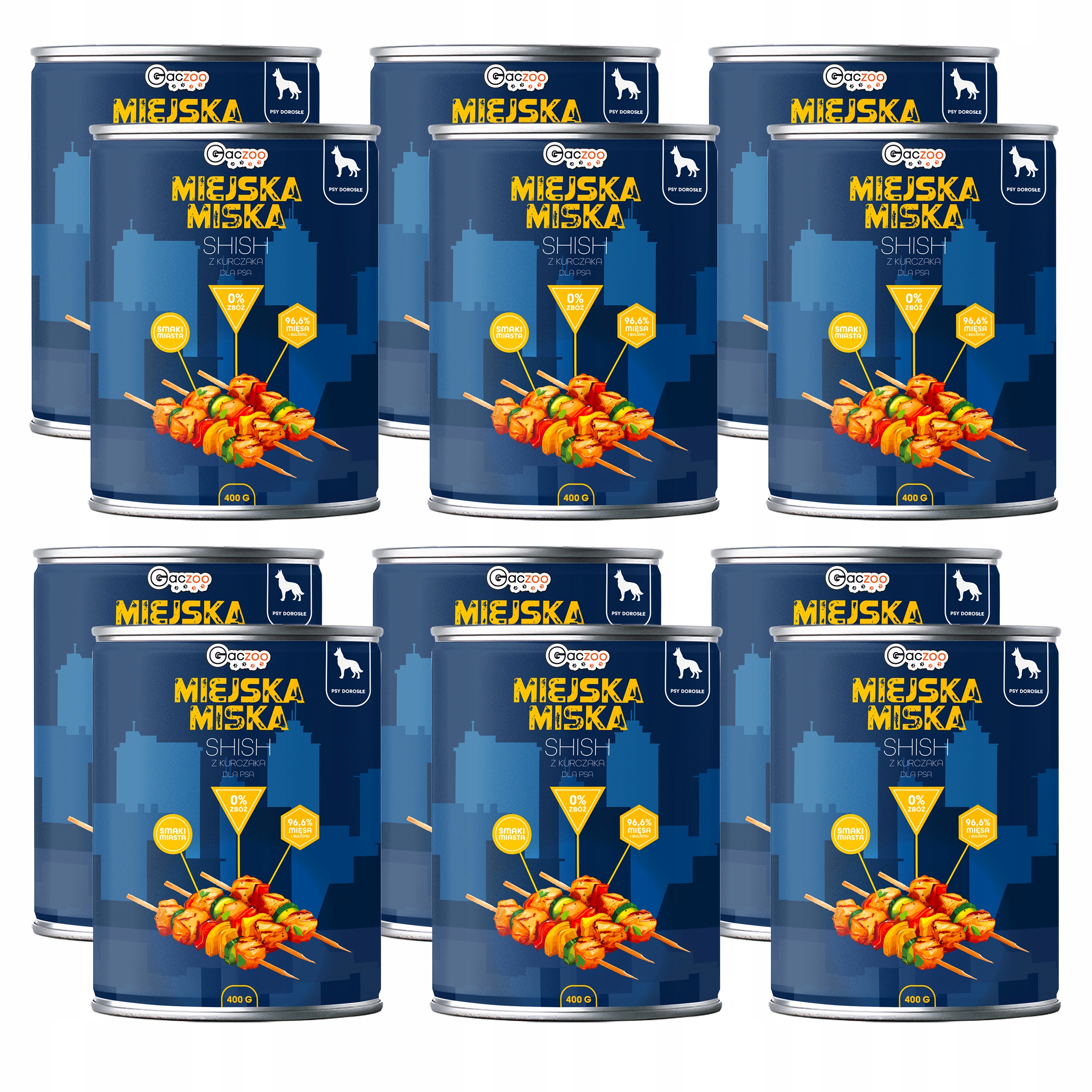 Levně Gaczoo Městská miska krmivo pro psy Shish s kuřecím masem 12 x 400 g