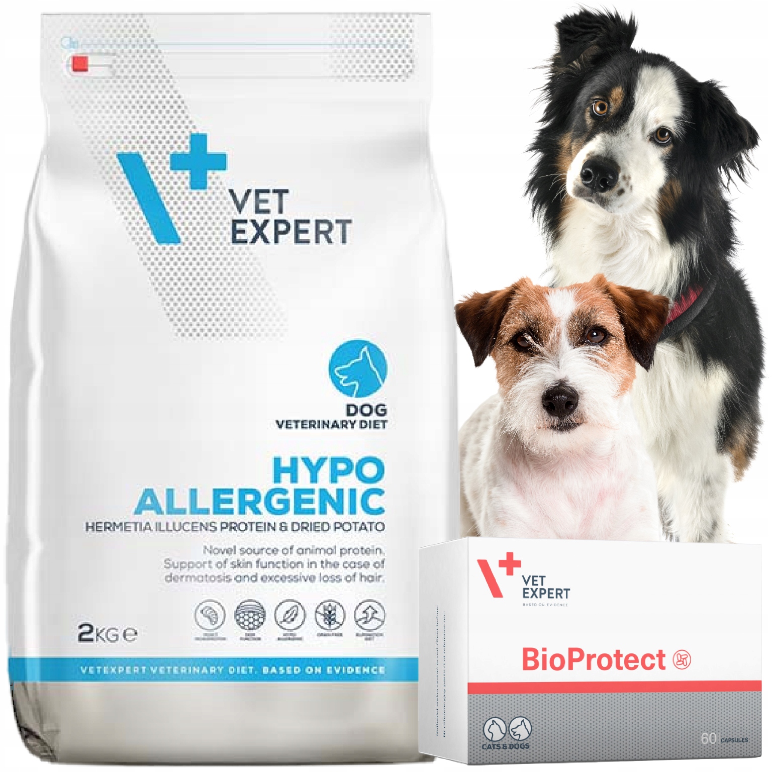 Sucha karma dla psa Hypoallergenic Insect 2kg+ Bioprotect Zestaw Vet Expert