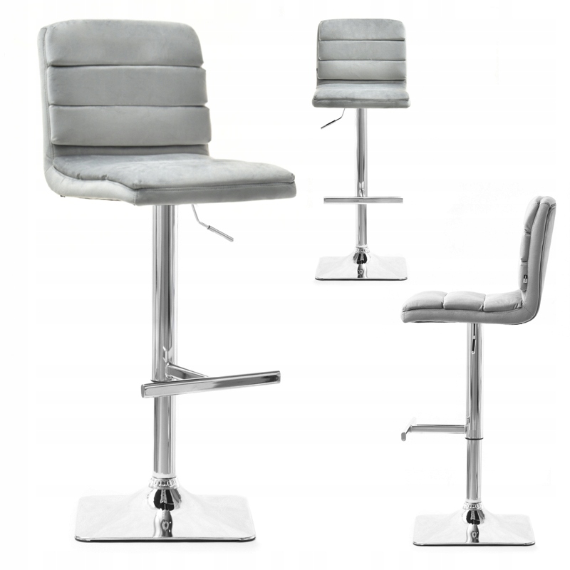 POHODLNÉ HOKER BAR 12 ŠEDÁ GLAM VELÚR, CHROME