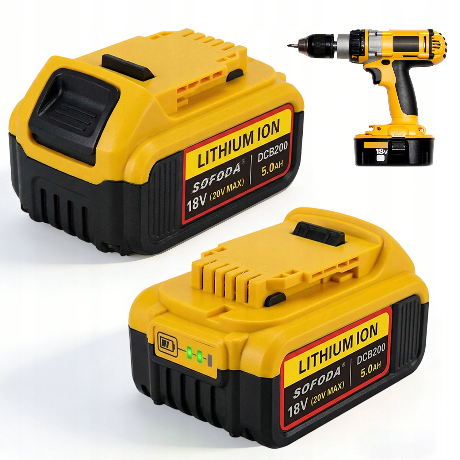 Akumulátor Baterie Výkonná Pro Elektrické Nářadí Li-ion 18V 5AH 2 Ks