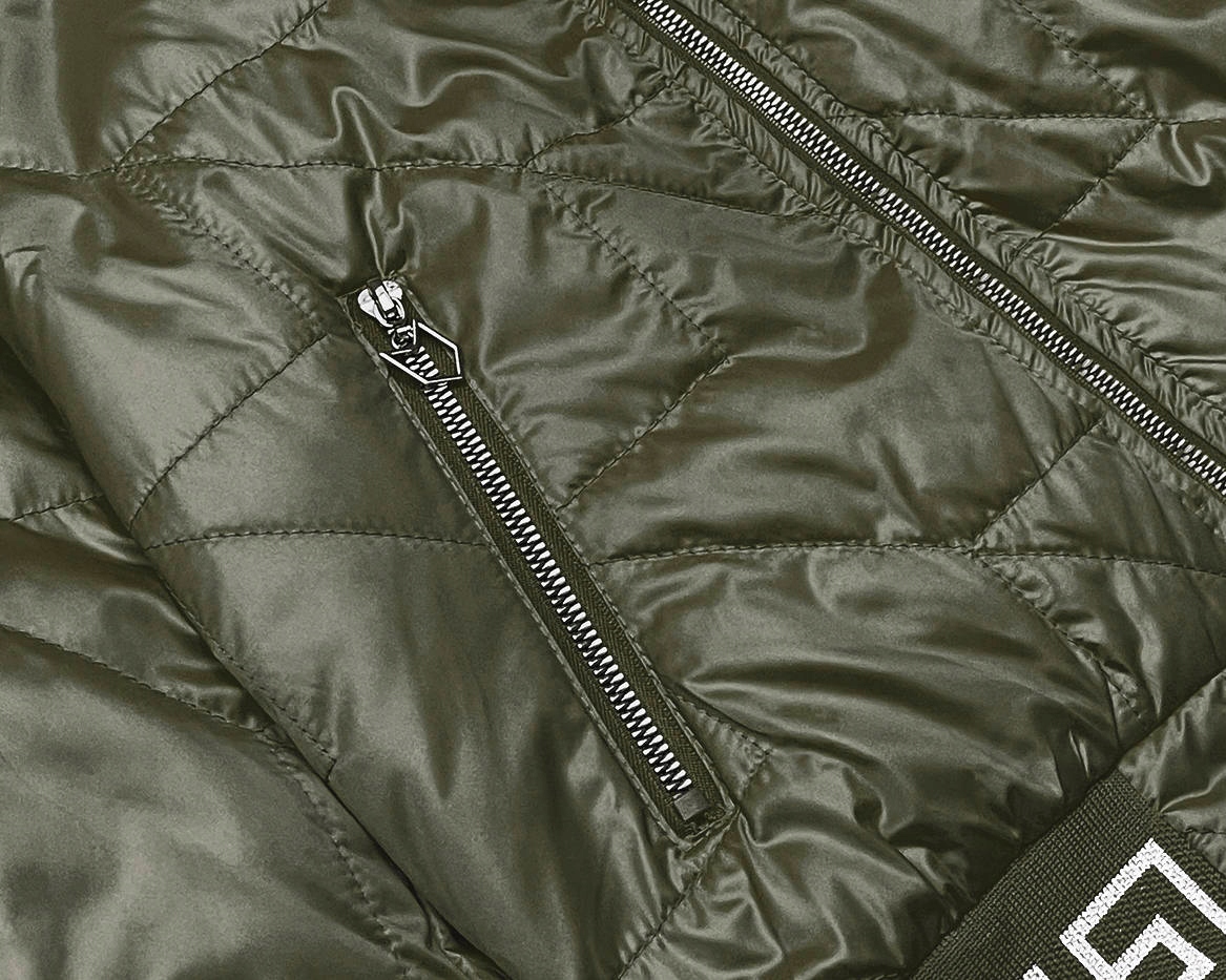 KURTKA DAMSKA STÓJKA B8123 KHAKI L (40) Wzór dominujący bez wzoru