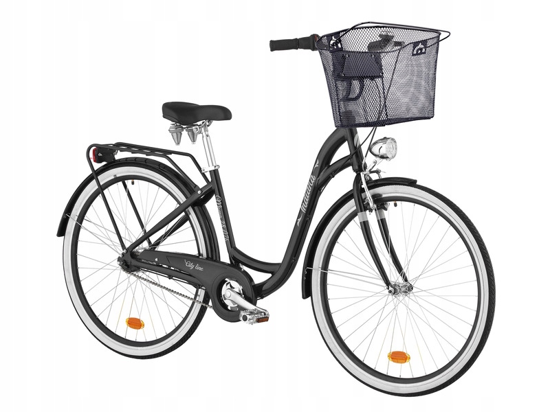 Rower miejski Indiana Moena 28 cali damski Czarny Kosz na rower