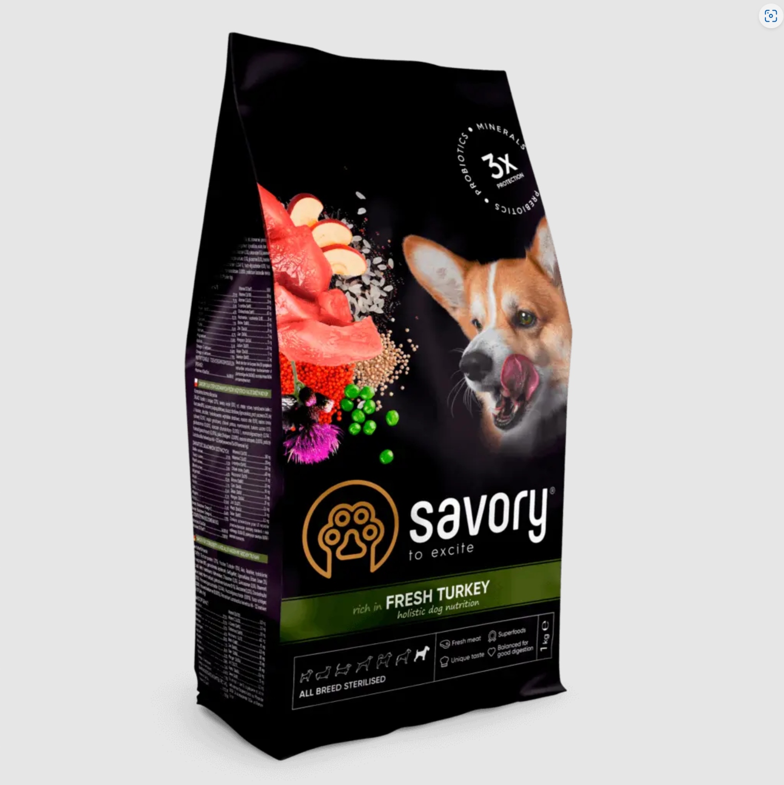 Levně Savory suché krmivo pro psy s dospělým sterilizovaným krůta všech plemen 3 kg