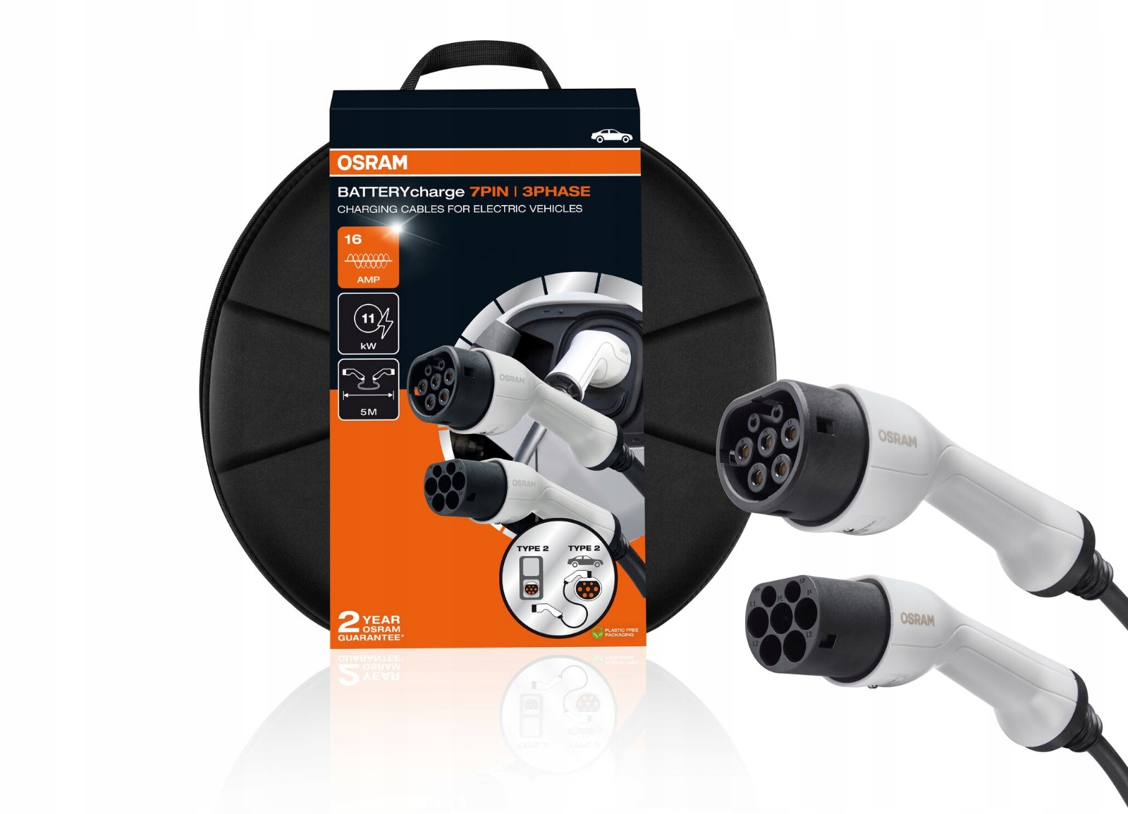 Osram BATTERYcharge nabíjací kábel pre elektromobily, 7 Pin, 3 phase, 16AMP