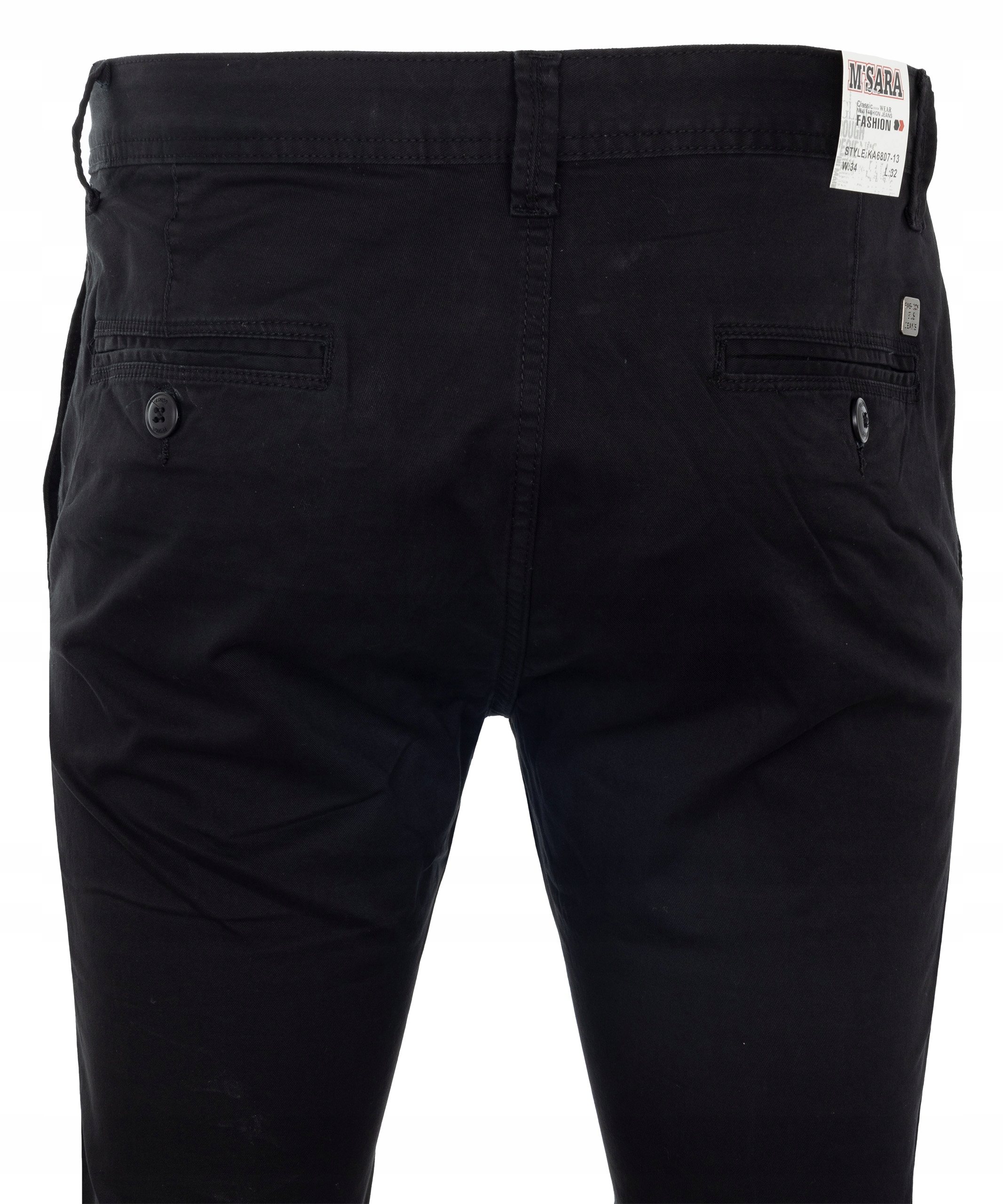 SPODNIE MATERIAŁOWE CHINOSY CZARNE PROSTE W29 Długość nogawki długa