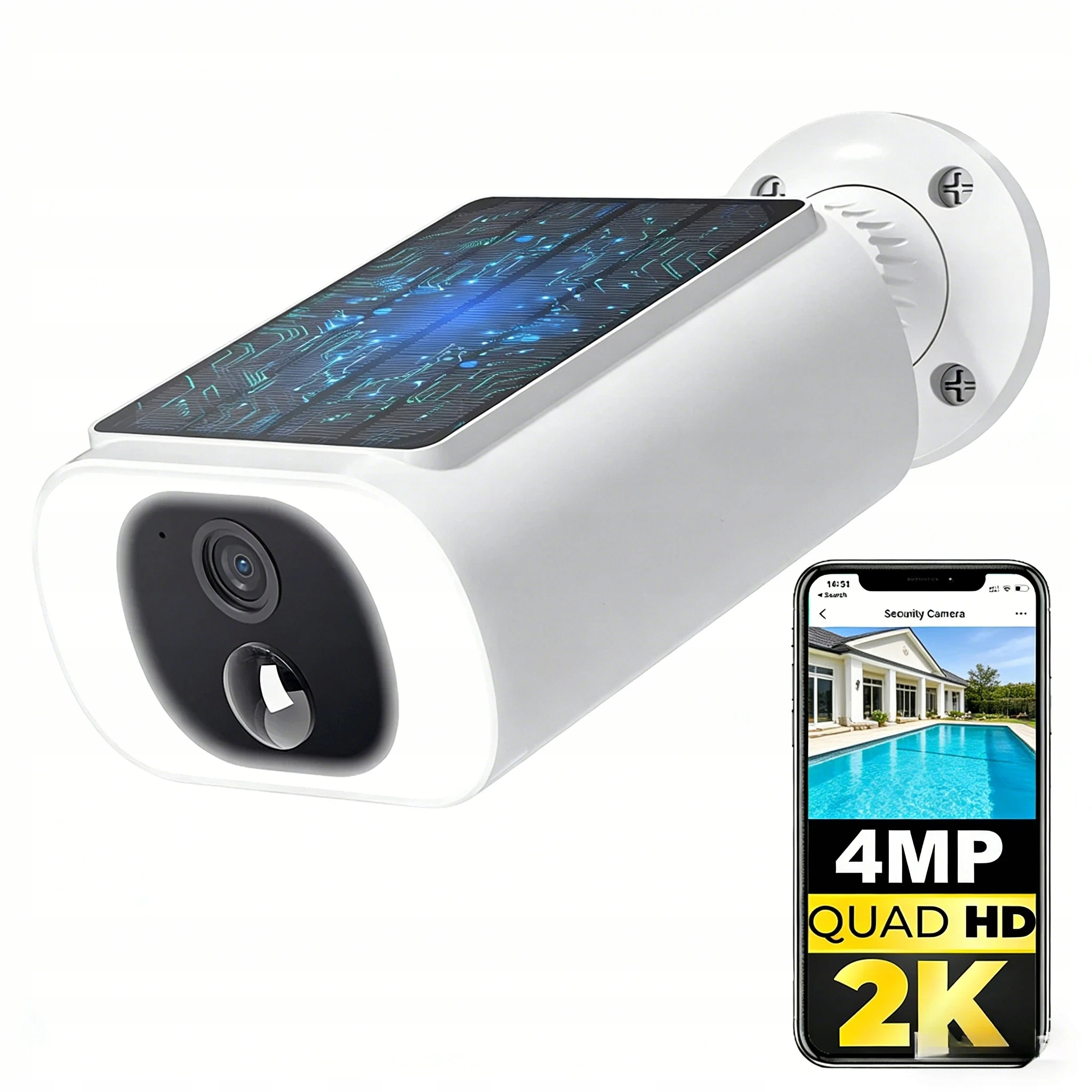 4MPX venkovní solární bezpečnostní kamery Vestavěný solární panel