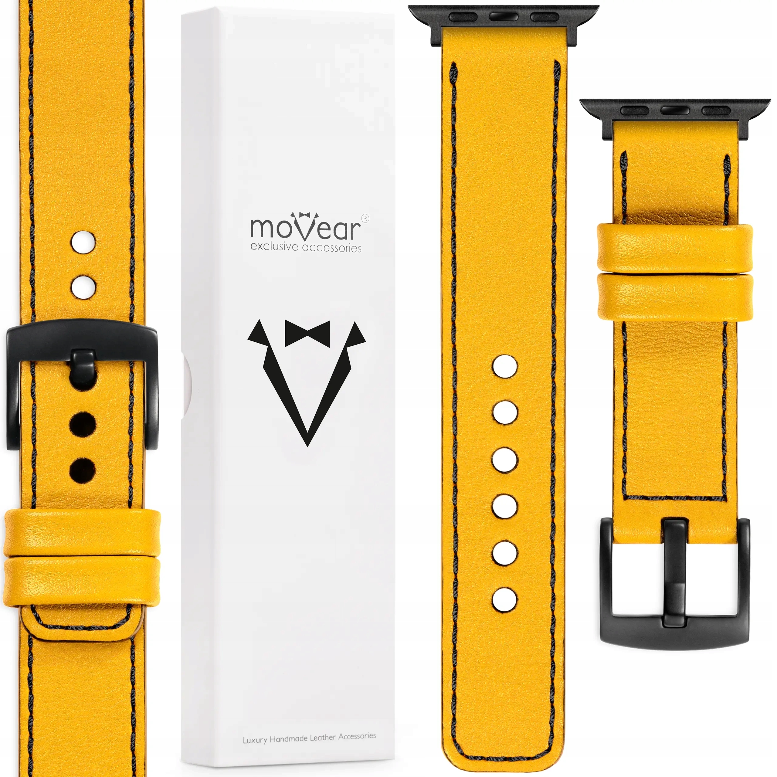 Prémiový řemínek pro Apple Watch Ultra 10 9 8 7 6 5 Se Žlutý, ručně vyrobený