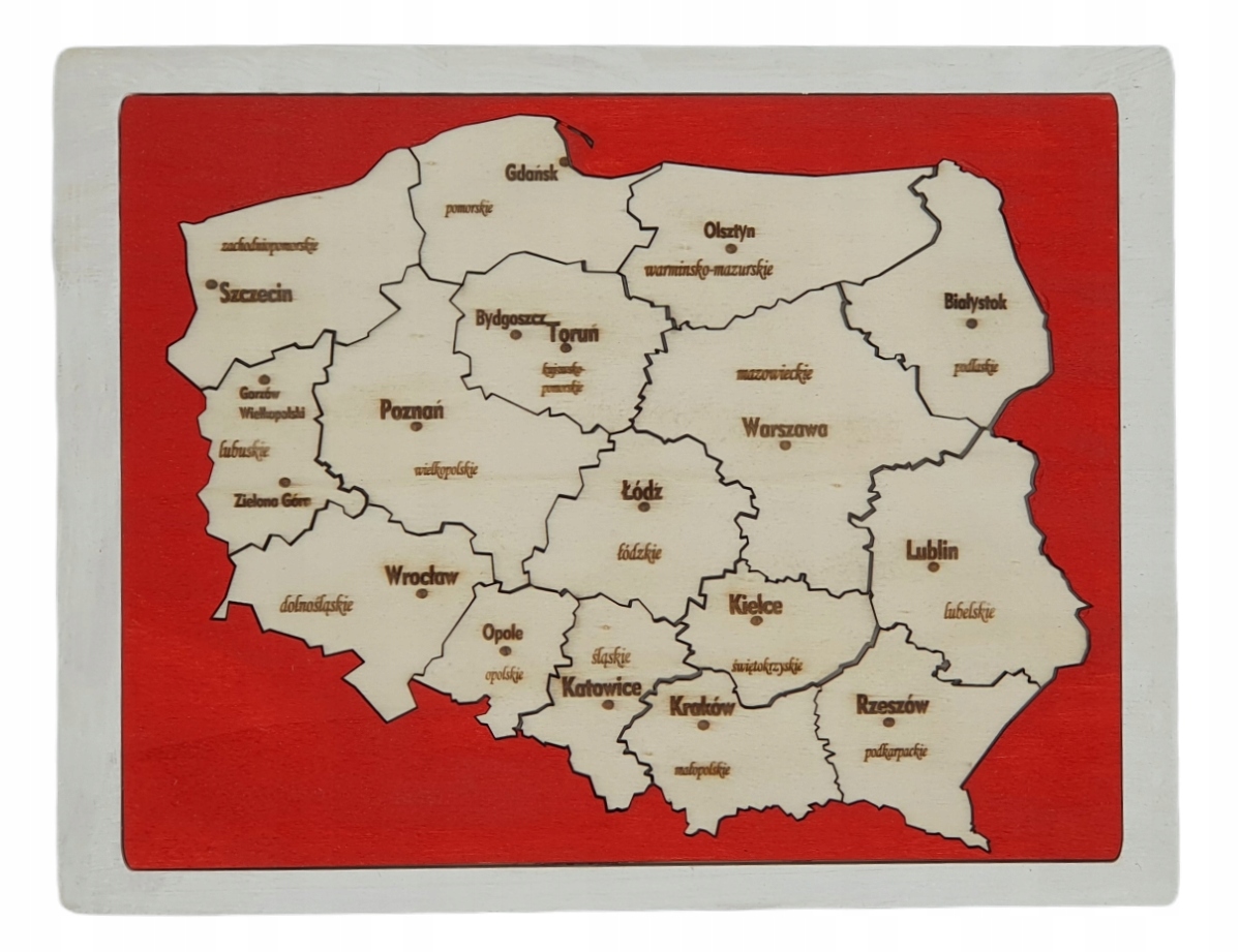 

Drewniane układanka Puzzle mapa Polski Województwa