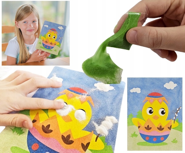 ZESTAW GRA NA WIELKANOC ALE PARY KREATYWNE PIASKOWE MALOWANKI ZAJĄCZEK Typ Podstawa