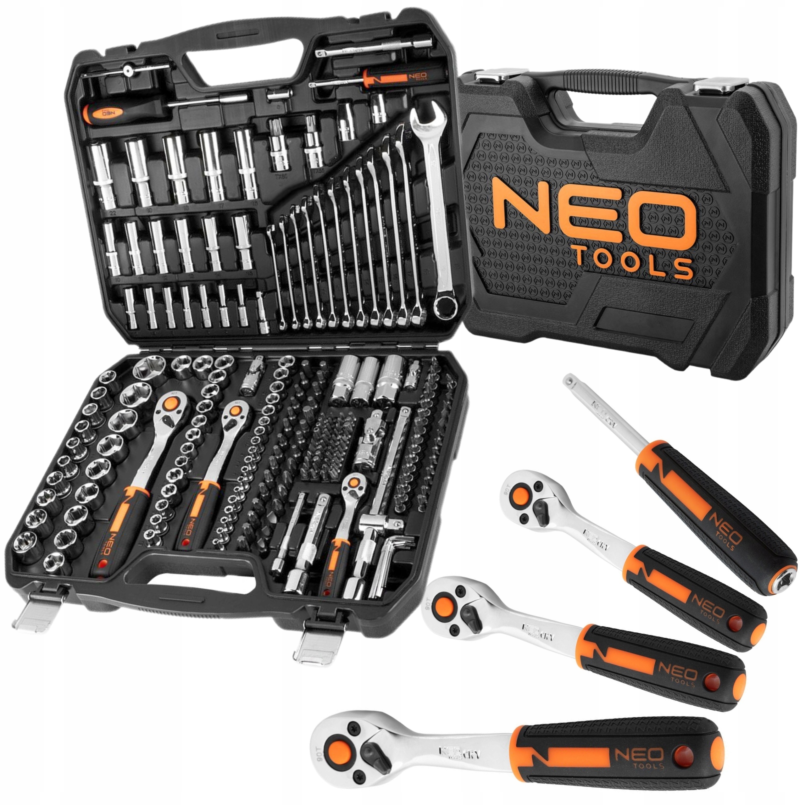 Neo Nástrčné Kľúče 1/2' 3/8' 1/4' Sada 219 Ks, Crv 10-076 Sada